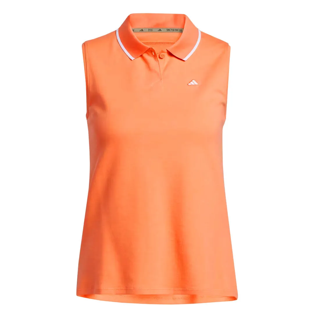 High Collar Design Rubberized Trims adidas - Women's Go-To Pique Sleeveless Polo (IB6091)