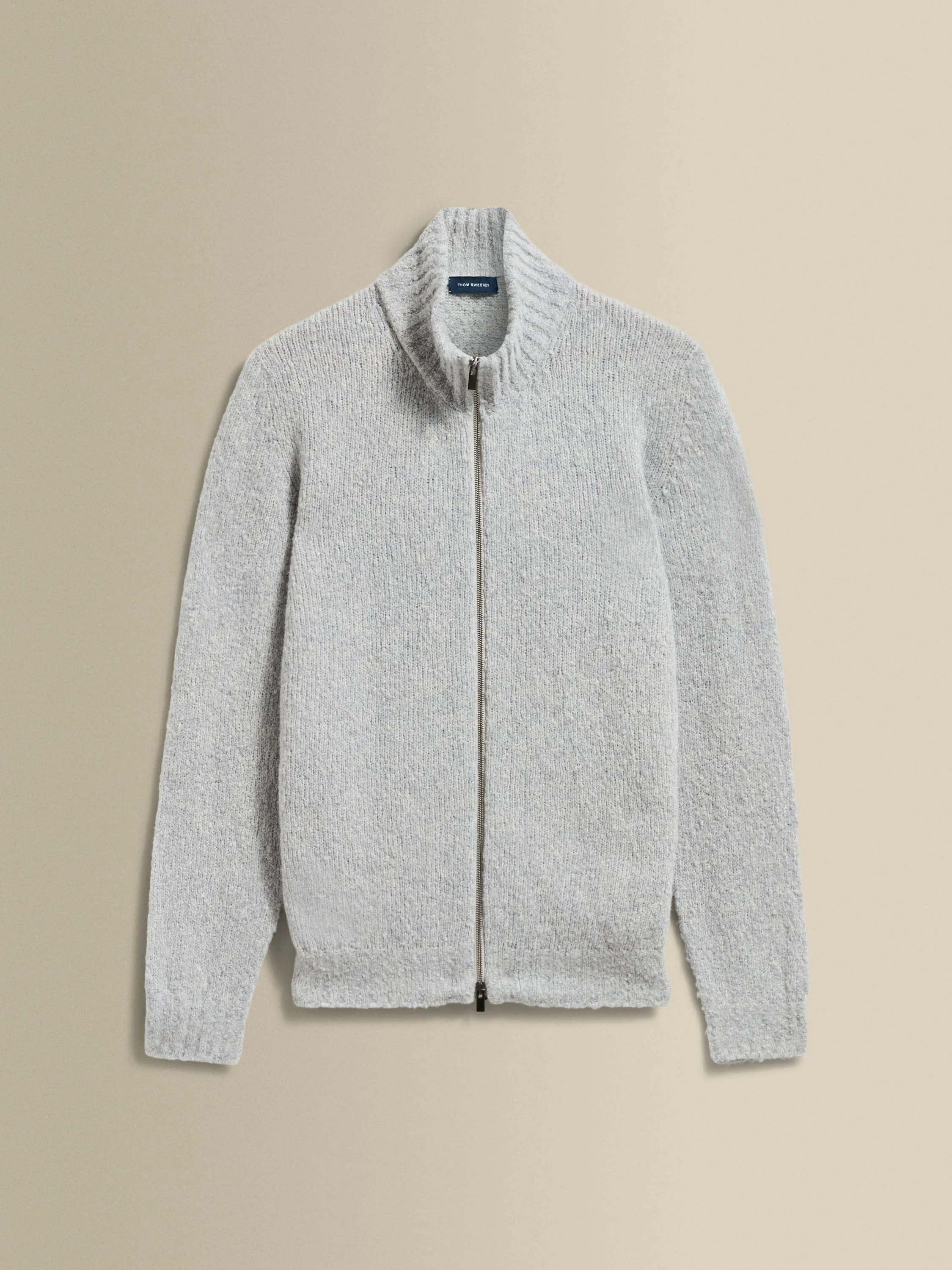 Felted Wool Cashmere Zip-Through Sweater Sweat Wicking Lining