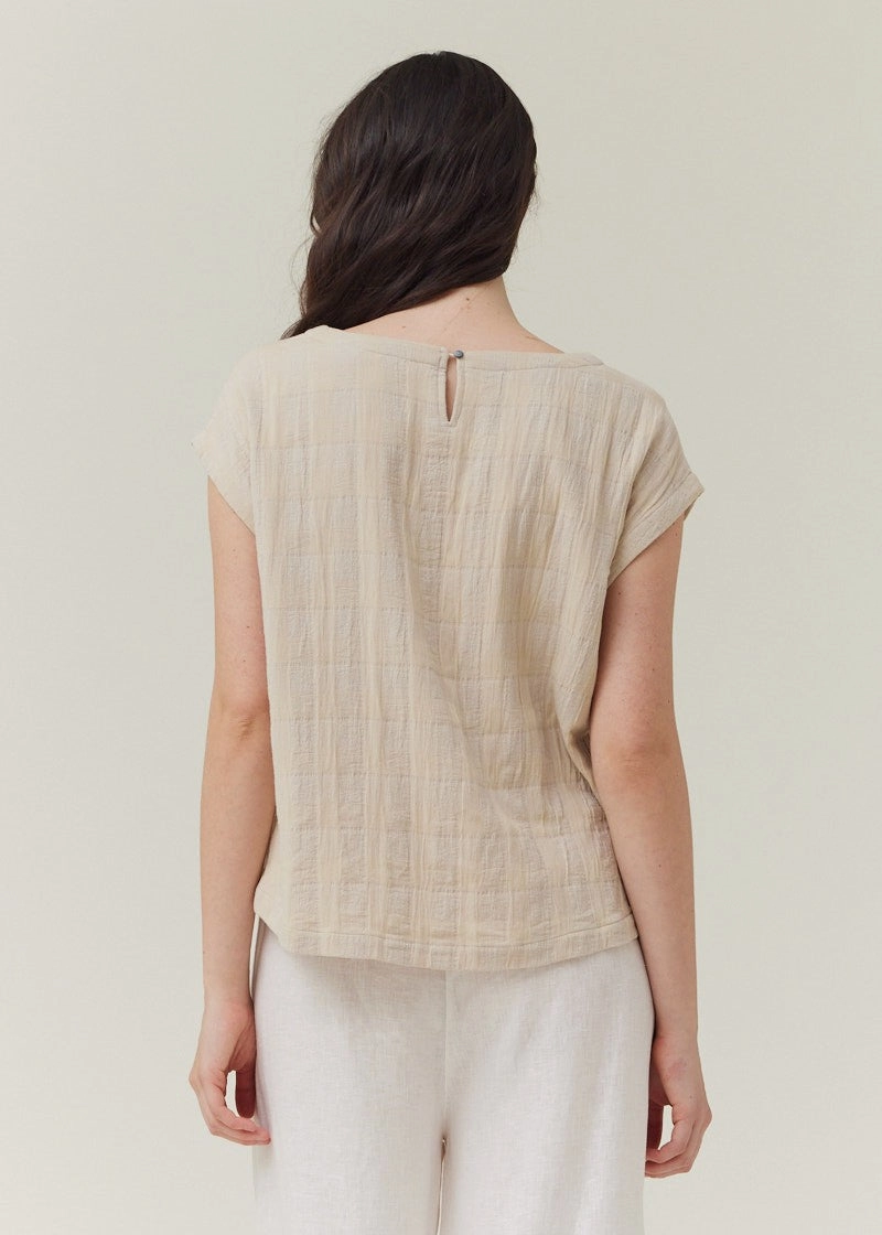 MEGAN GINGHAM GAUZE BLOUSE square shape Strategic