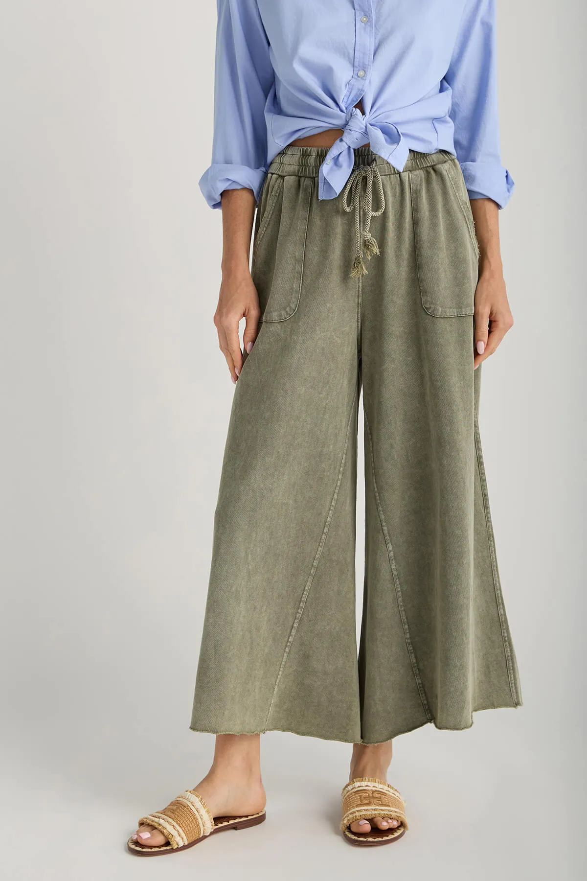 Easel Wide Leg Knit Pants Low Profile