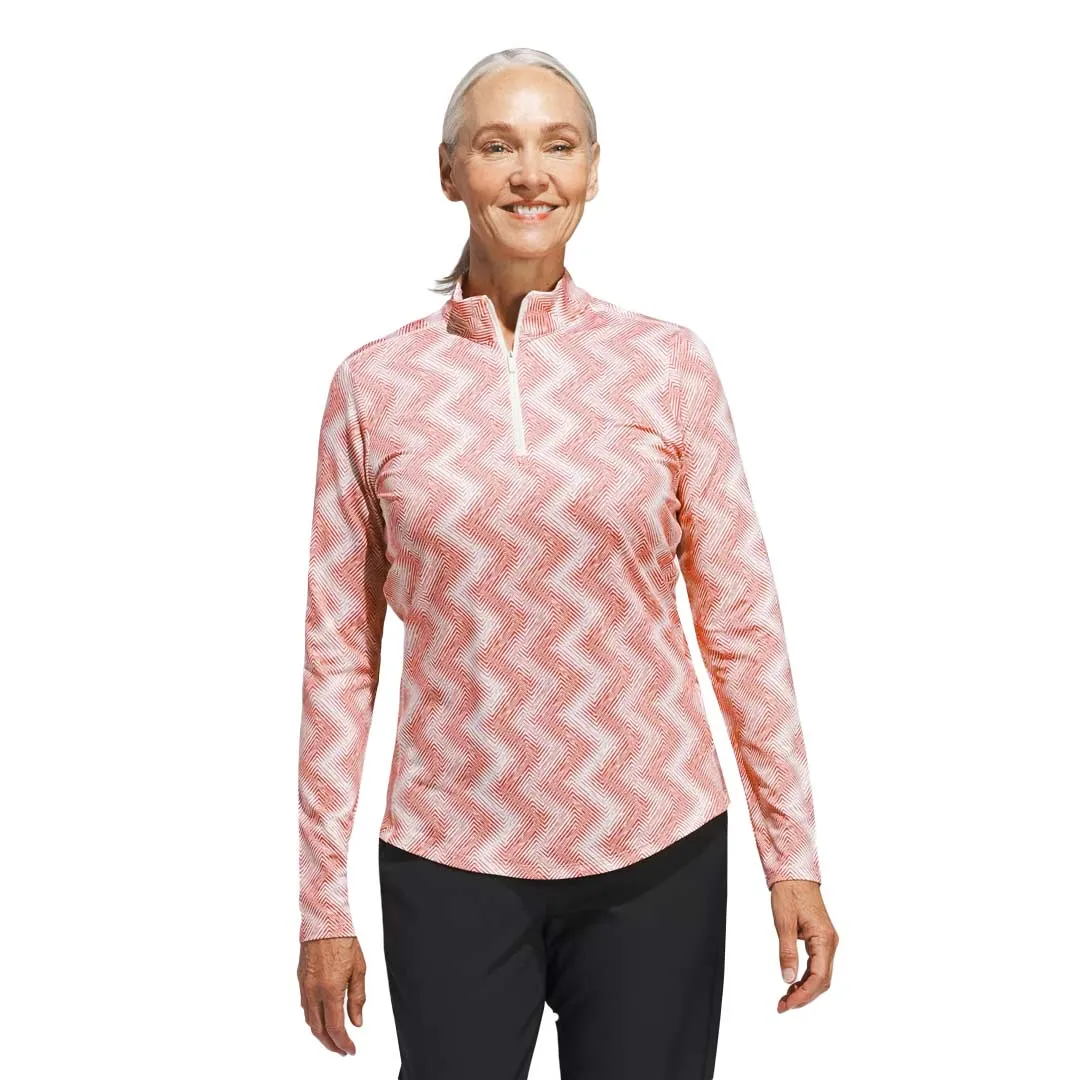 adidas - Women's Ultimate365 Printed 1/4 Zip Mock Neck Sweater (IP4255) Thermal Lining Tech