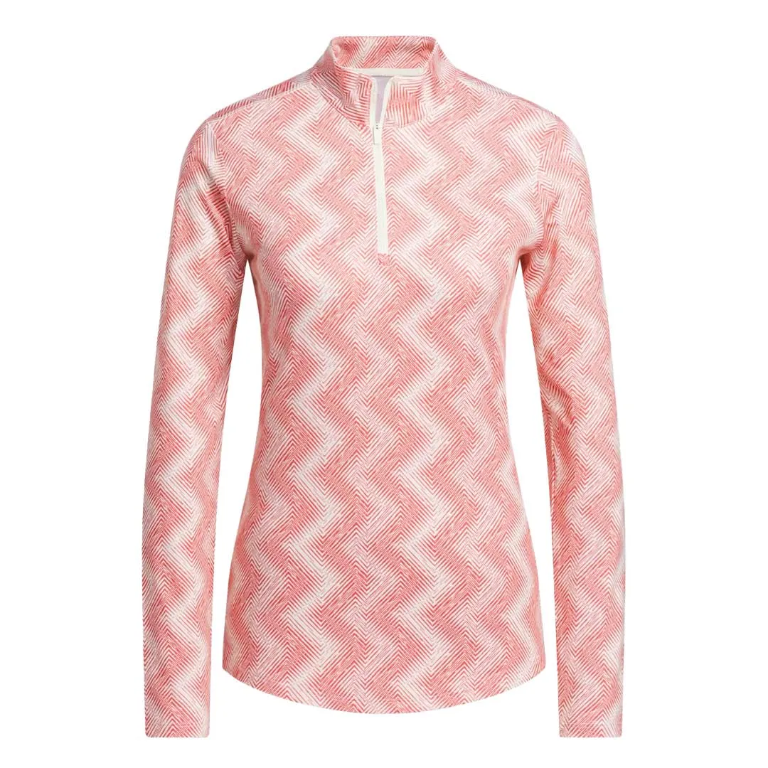 adidas - Women's Ultimate365 Printed 1/4 Zip Mock Neck Sweater (IP4255) Elastic hem