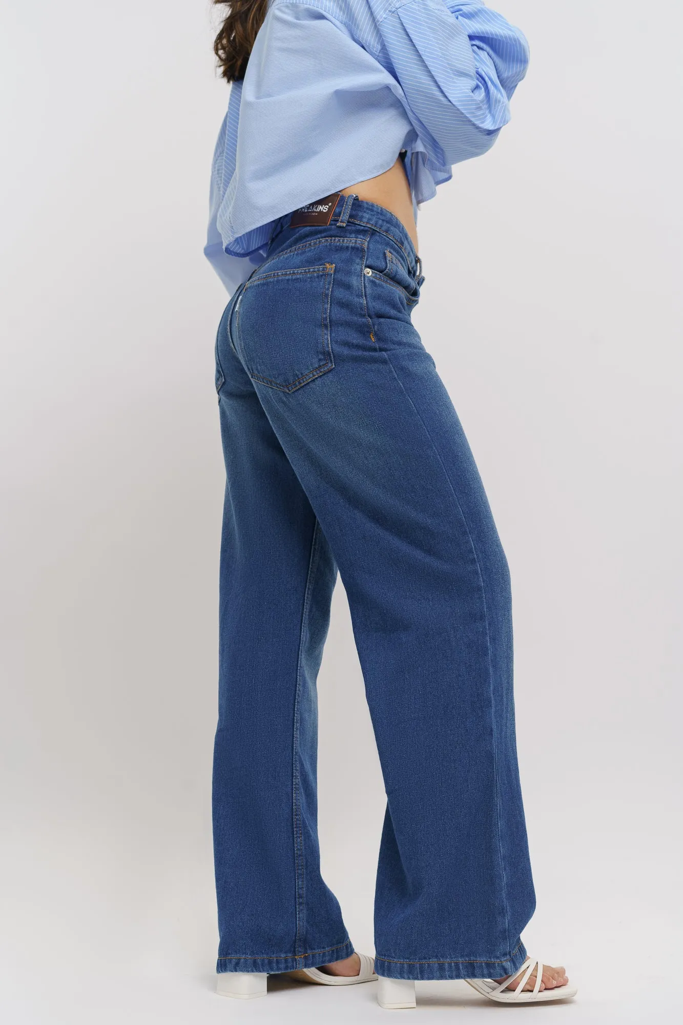 Core Blue Women's Wide Jeans Comfy Design Style