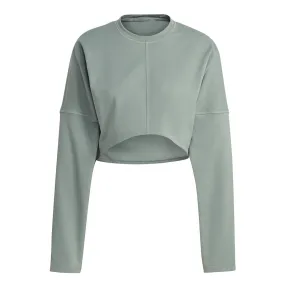adidas - Women's Yoga Studio Crop Sweatshirt (HR5086) Vegan Leather Accents
