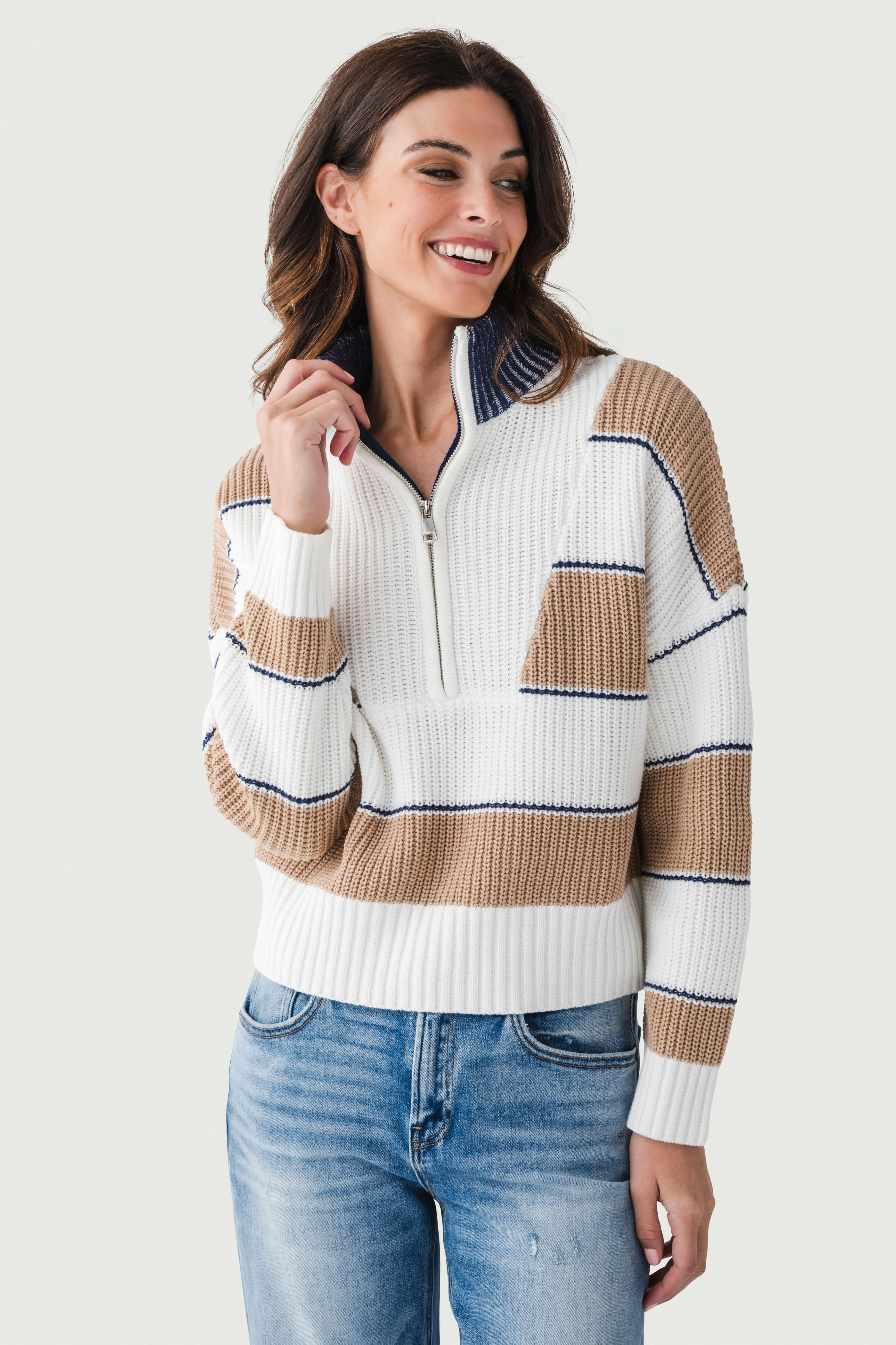 Trendy Layer color fast Elan Colorblock 1/2 Zip Pullover