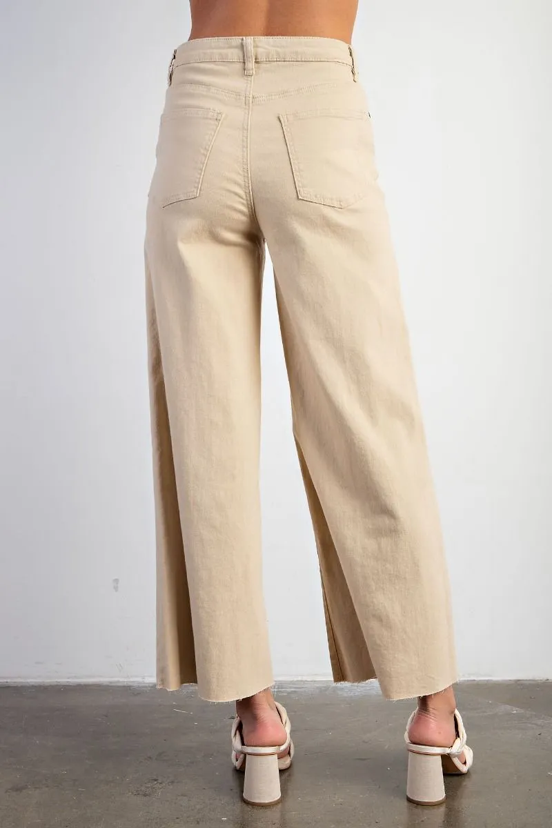 Khaki Soft Stretch Twill High Waisted Pants Soft and Light