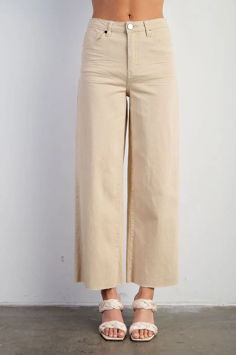 Khaki Soft Stretch Twill High Waisted Pants Easy Wear All Day Wear Comfort