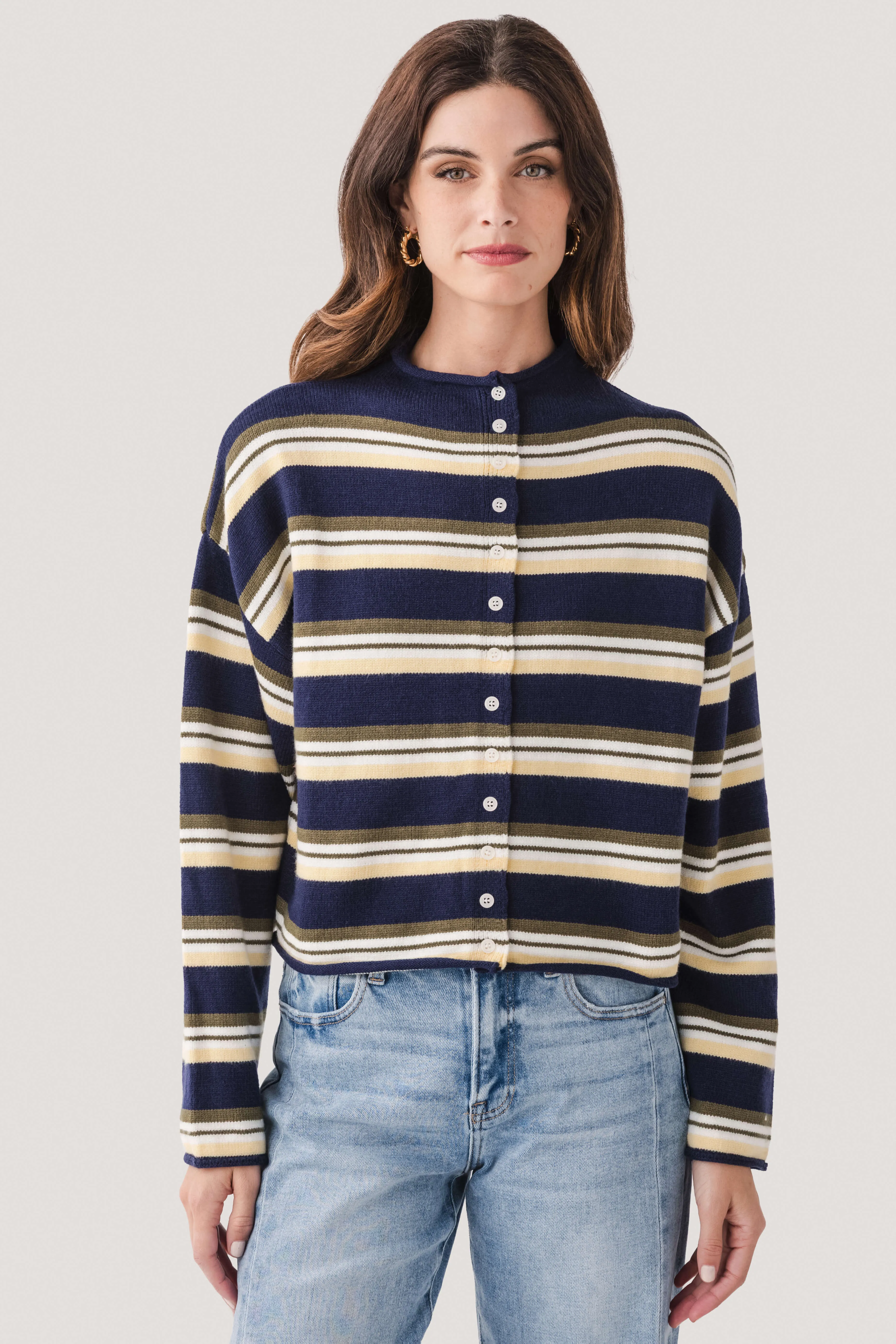 Casual Fashion Comfy and Cozy Le Lis Multi Stripe Cardigan
