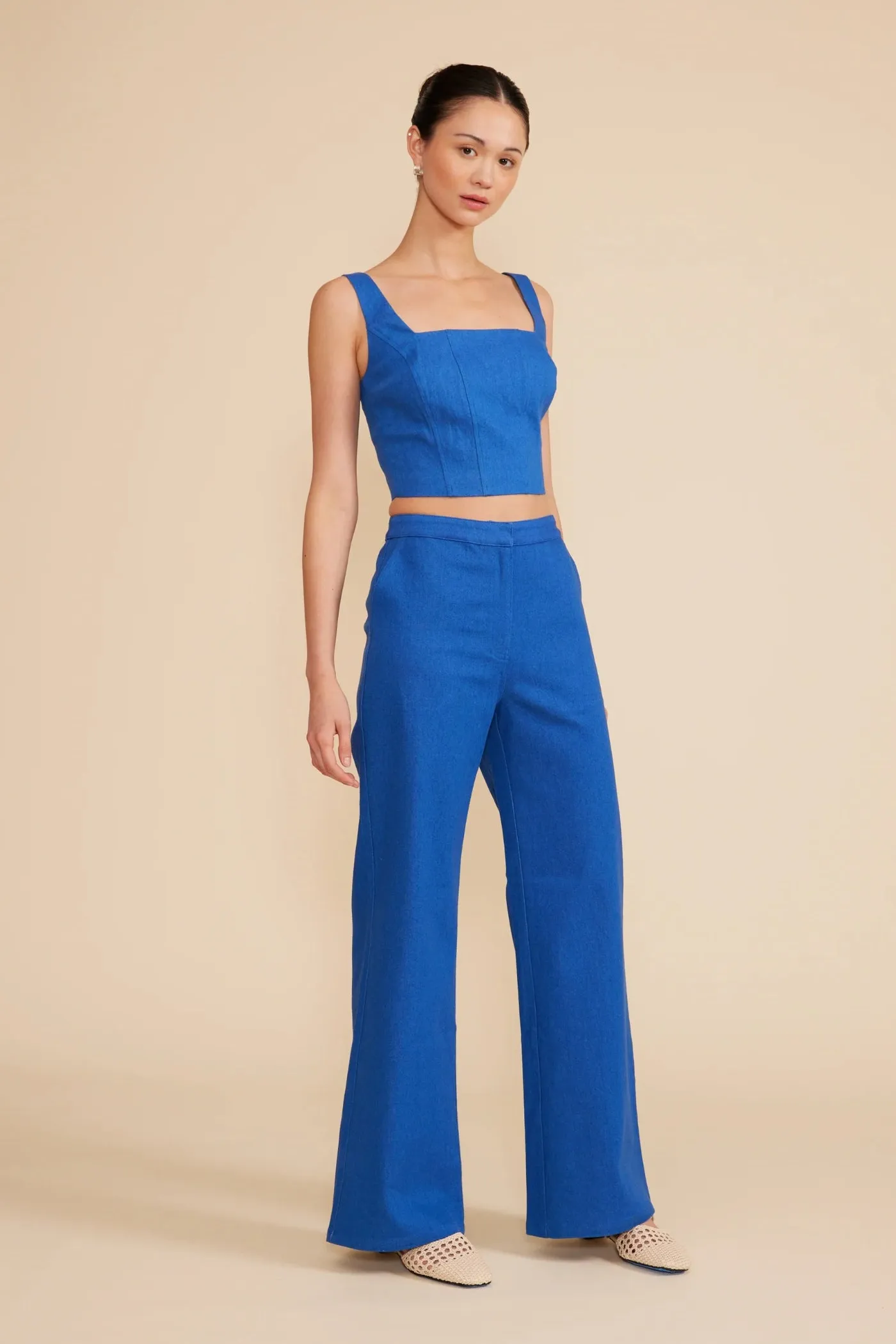 ExpandableSidePanels RENNA WIDE LEG BLUE PANTS