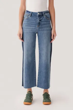 Weekend Uniform Distressed Detailing Risen Moxie Tuxedo Palazzo Crop Jeans