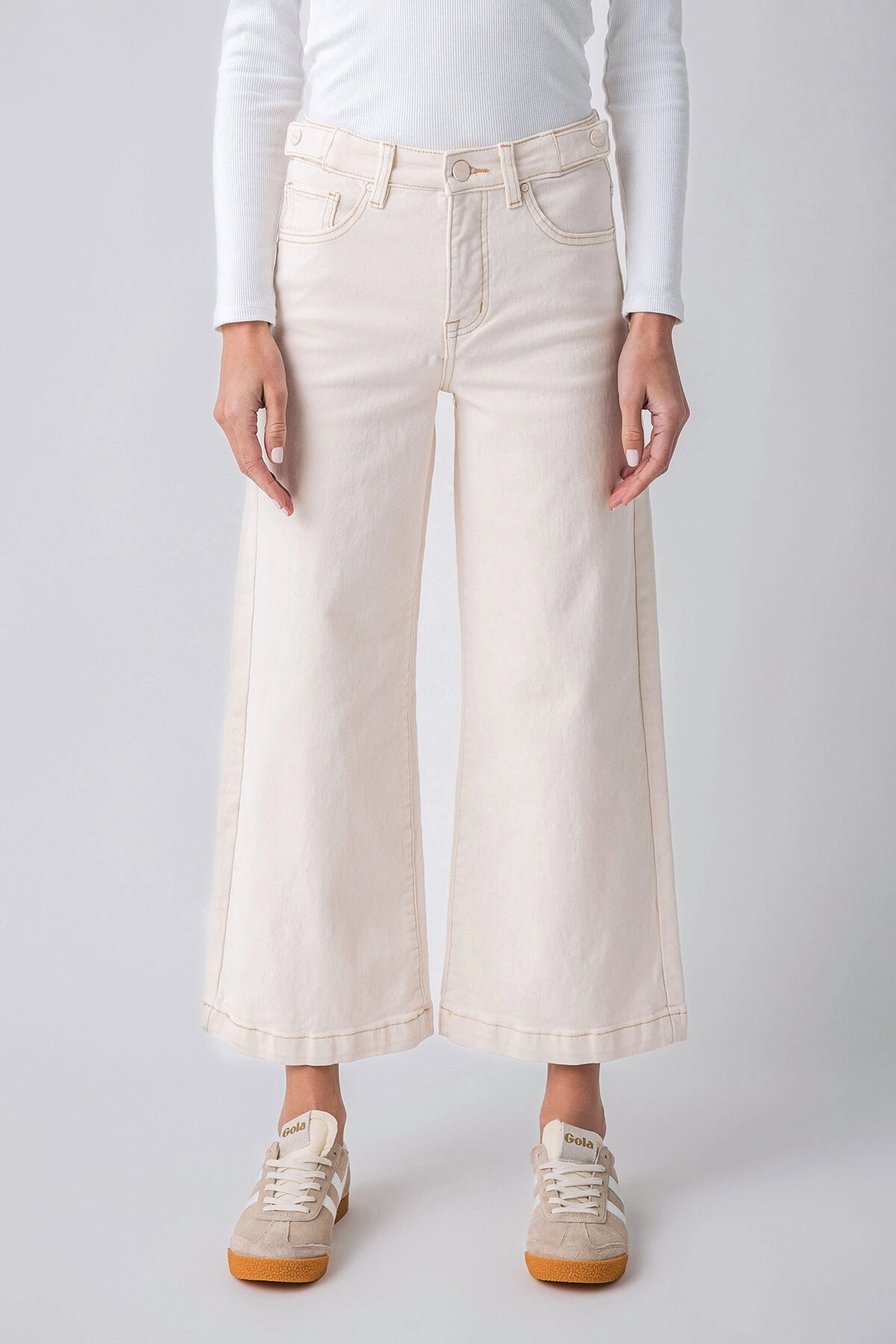 Risen Isla TC High Rise Adjustable WB Crop Wide Leg Pants Subtle design Move With Ease
