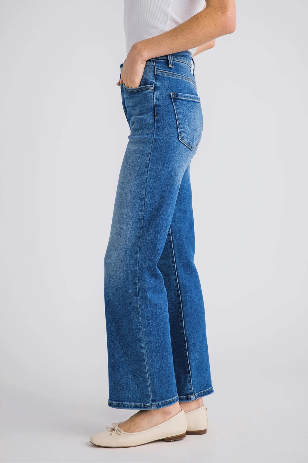 Smooth Texture Risen Sophie High Rise Relaxed Straightleg Jeans