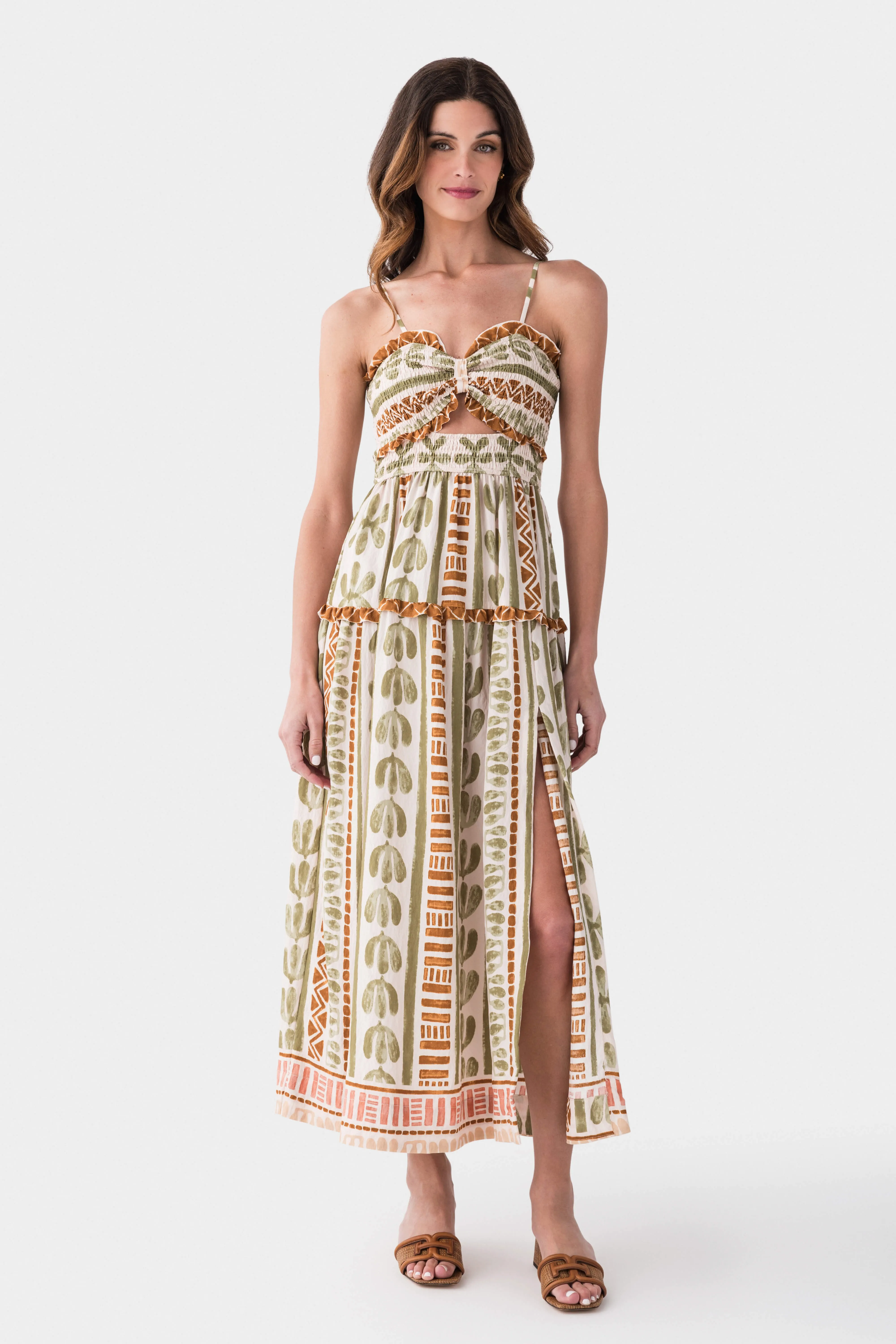 Dress Forum The Bahamas Cutout Smocked Maxi Dress Mid layer Soft Pleats