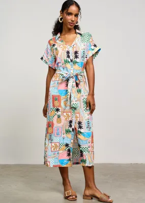 Fall Fashion Lightweight Wear ROSA PRINTED BUTTON FRONT MIDI DRESS