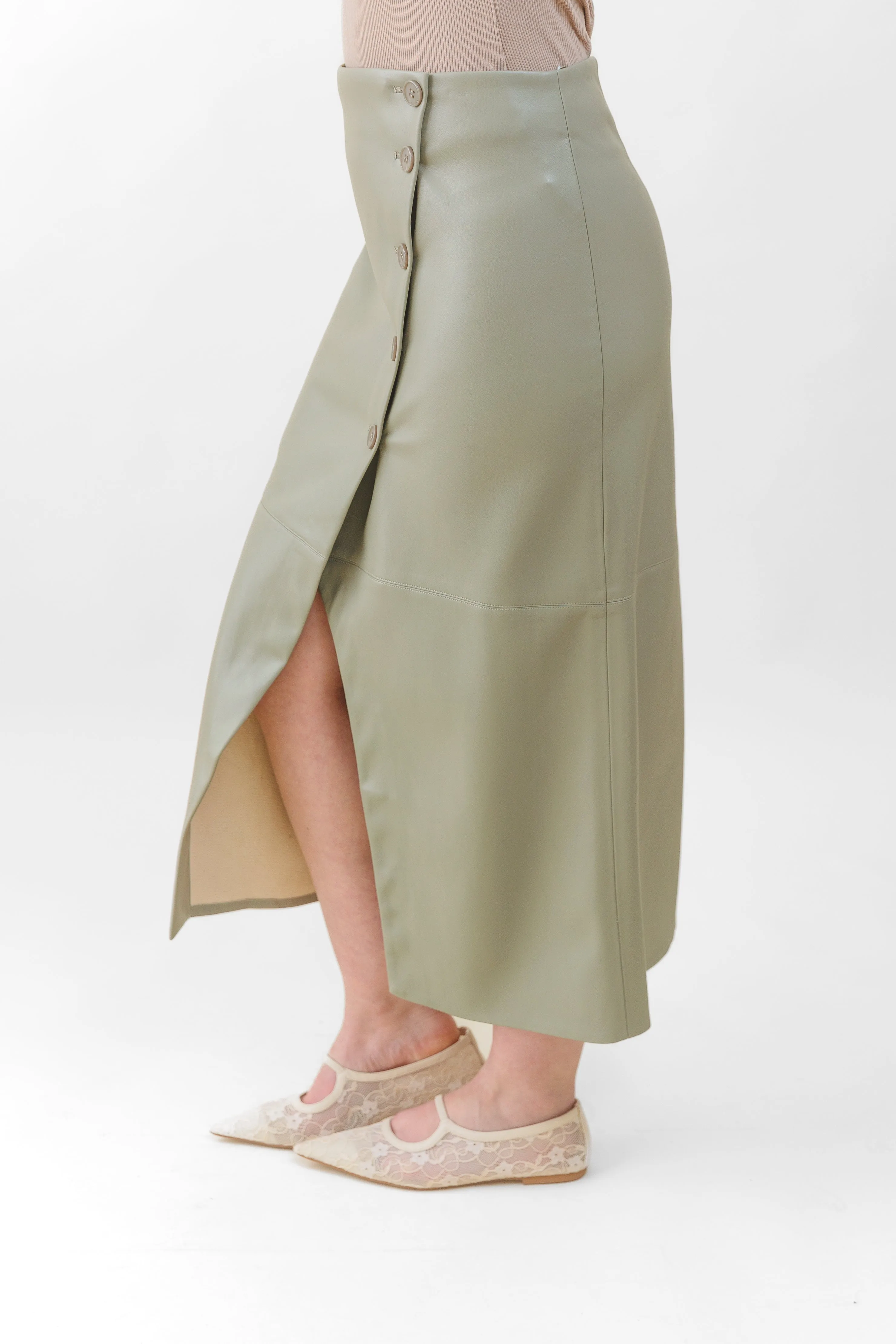 Bestseller Item Layered Style SADIE FAUX LEATHER MIDI SKIRT