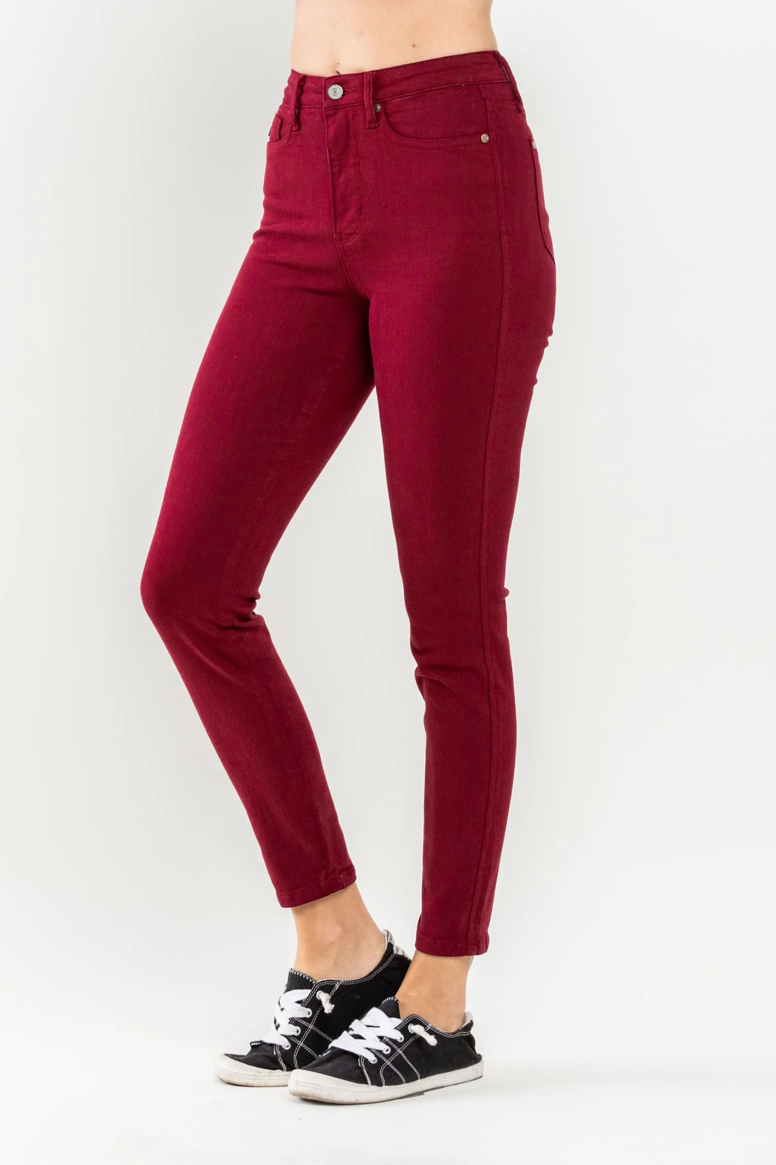 Scarlet High Waist Tummy Control Skinny Jeans by Judy Blue Elasticized Cuffs Cozy Movement