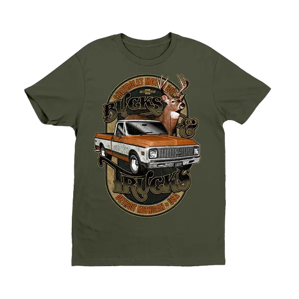 Ribbed Neckline Seasonal Smart Chevy Bucks and Trucks T-Shirt