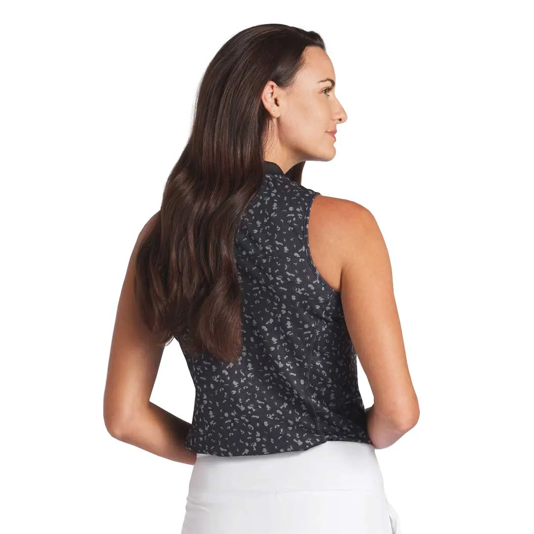 Subtle Color Tone Soft Weather Wear Puma - Women's Leopard Pique Range Sleeveless Golf Polo (623921 01)
