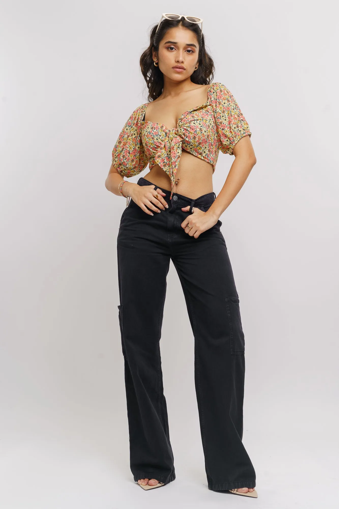 Soft Touch slim fit Inky Women's Straight Cargo Jeans