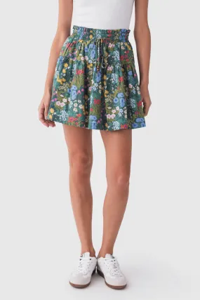 Sturdy Waistband Pinch Floral Print Mini Skirt