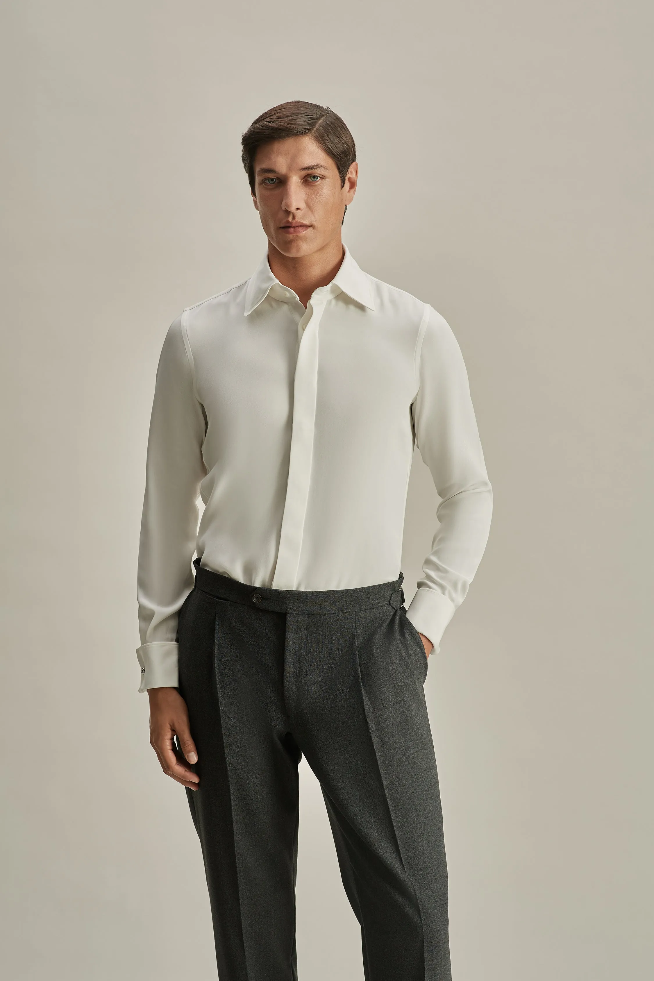 Silk Lecce Collar Fly Front Shirt Odor Resistant