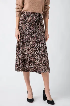 Skies Are Blue Pleated Print Midi Skirt Cozy Vibes