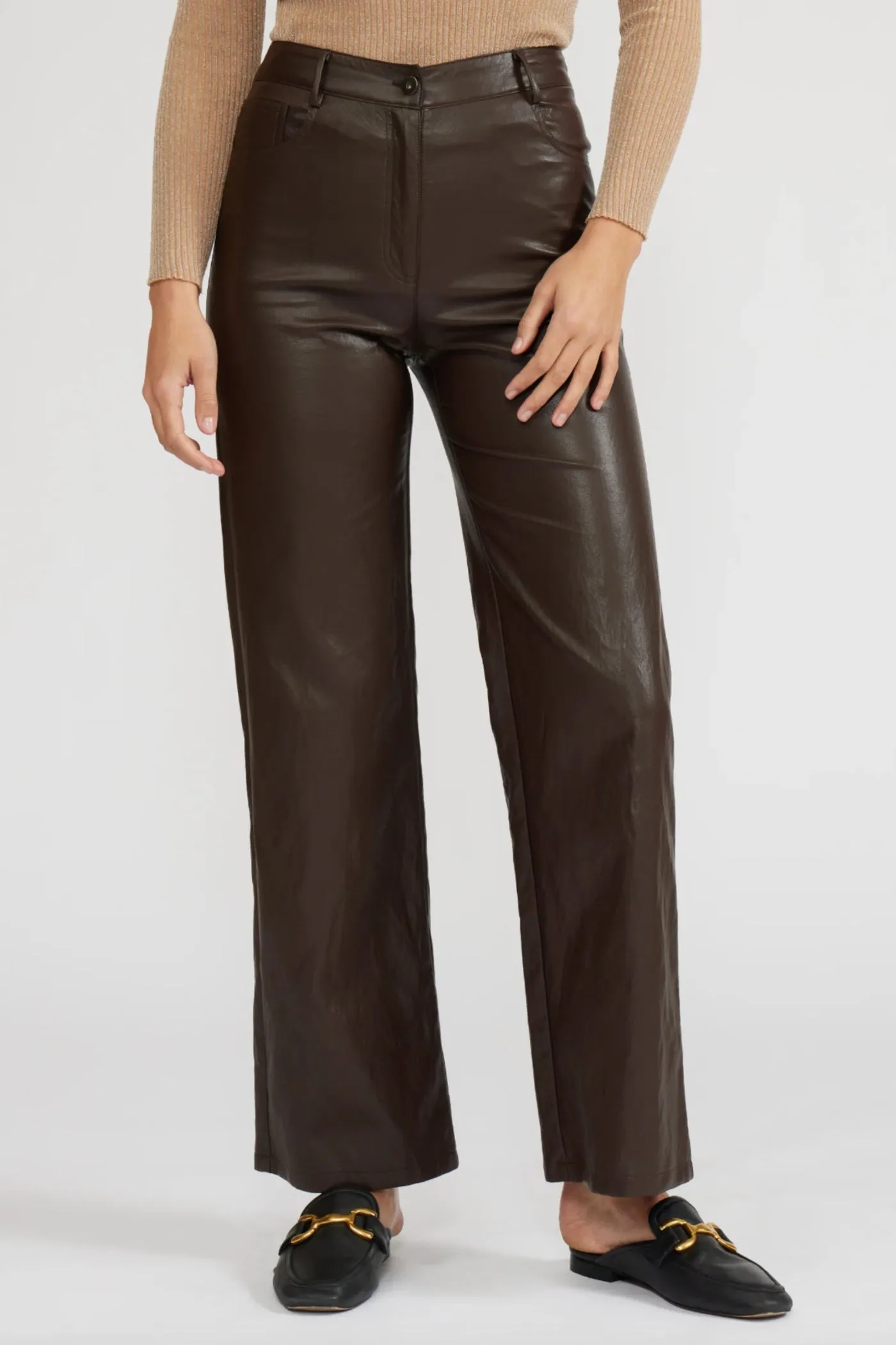 Trendy Cut Flexible Movement ADLER FAUX LEATHER PANTS