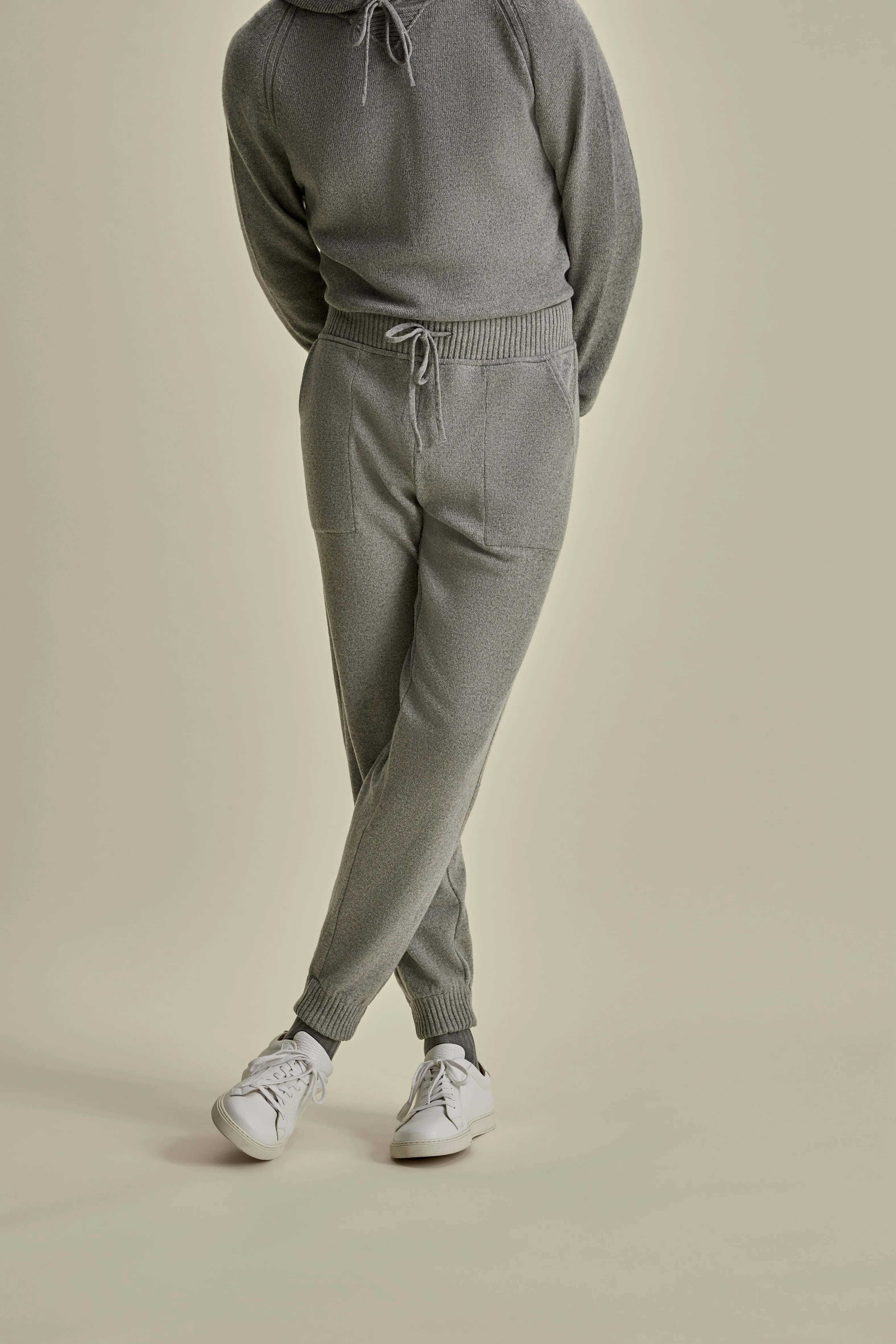 Classic Pick Ribbed Trim Cashmere Track Pant