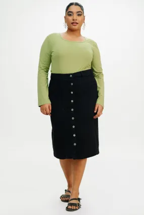 Washable fabric Black Stretch Bodycon Skirt