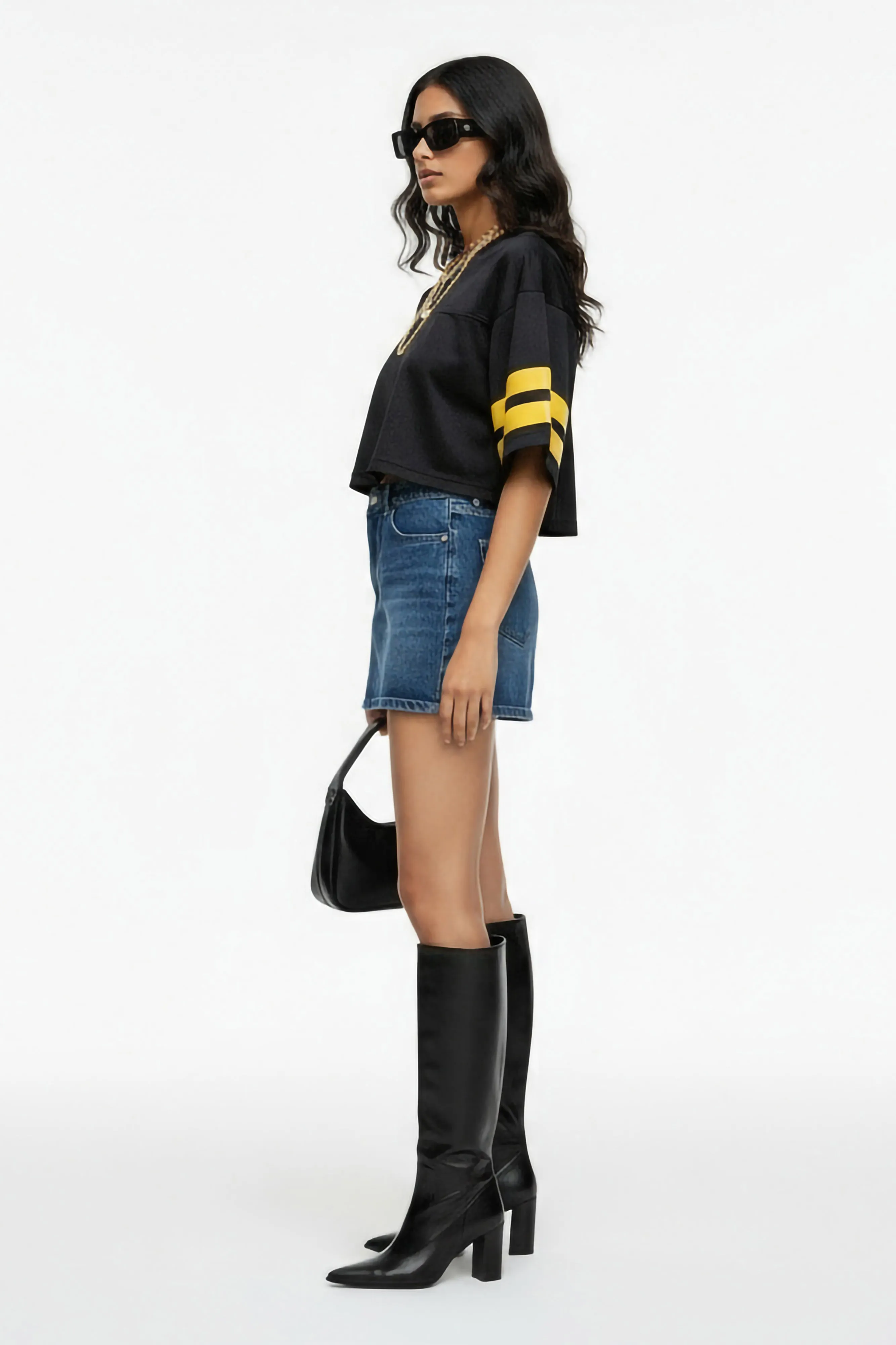 Jewel Tones Street Style Retro Blue Micro Skirt