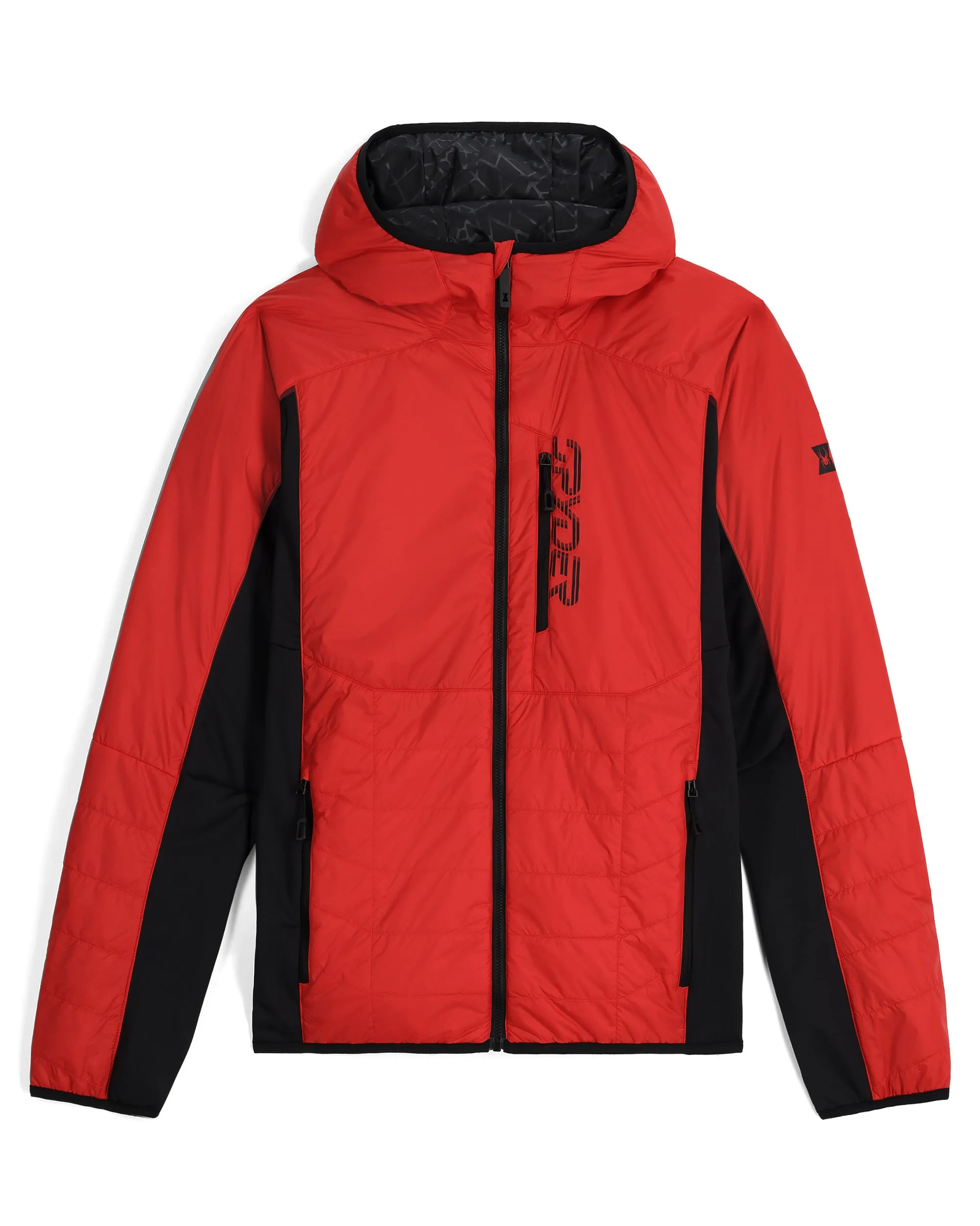 Lined Pockets Articulated Elbows Mens Glissade Hooded Jacket - Spyder Red