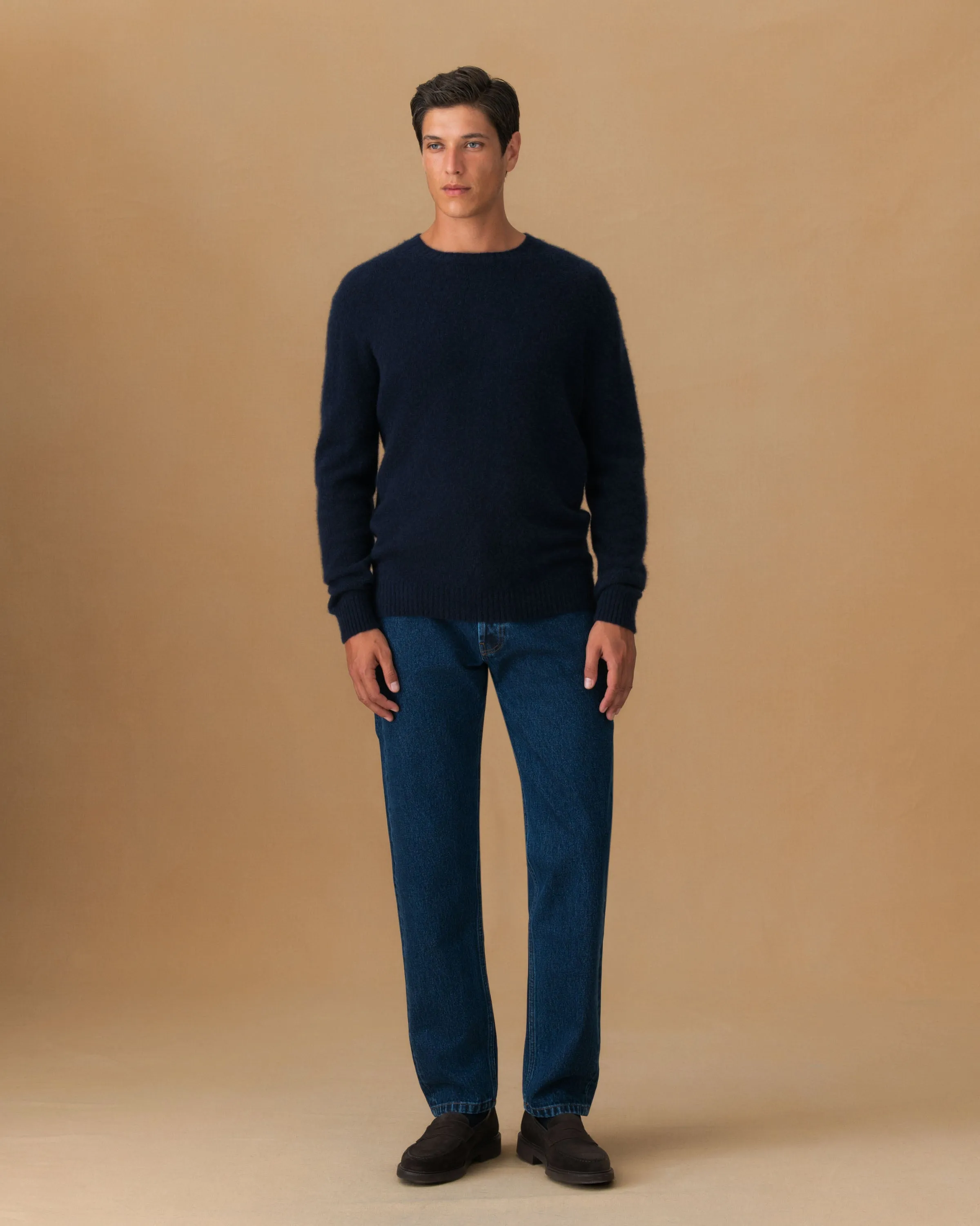 Brushed Cashmere Silk Crew Neck Sweater Core Style