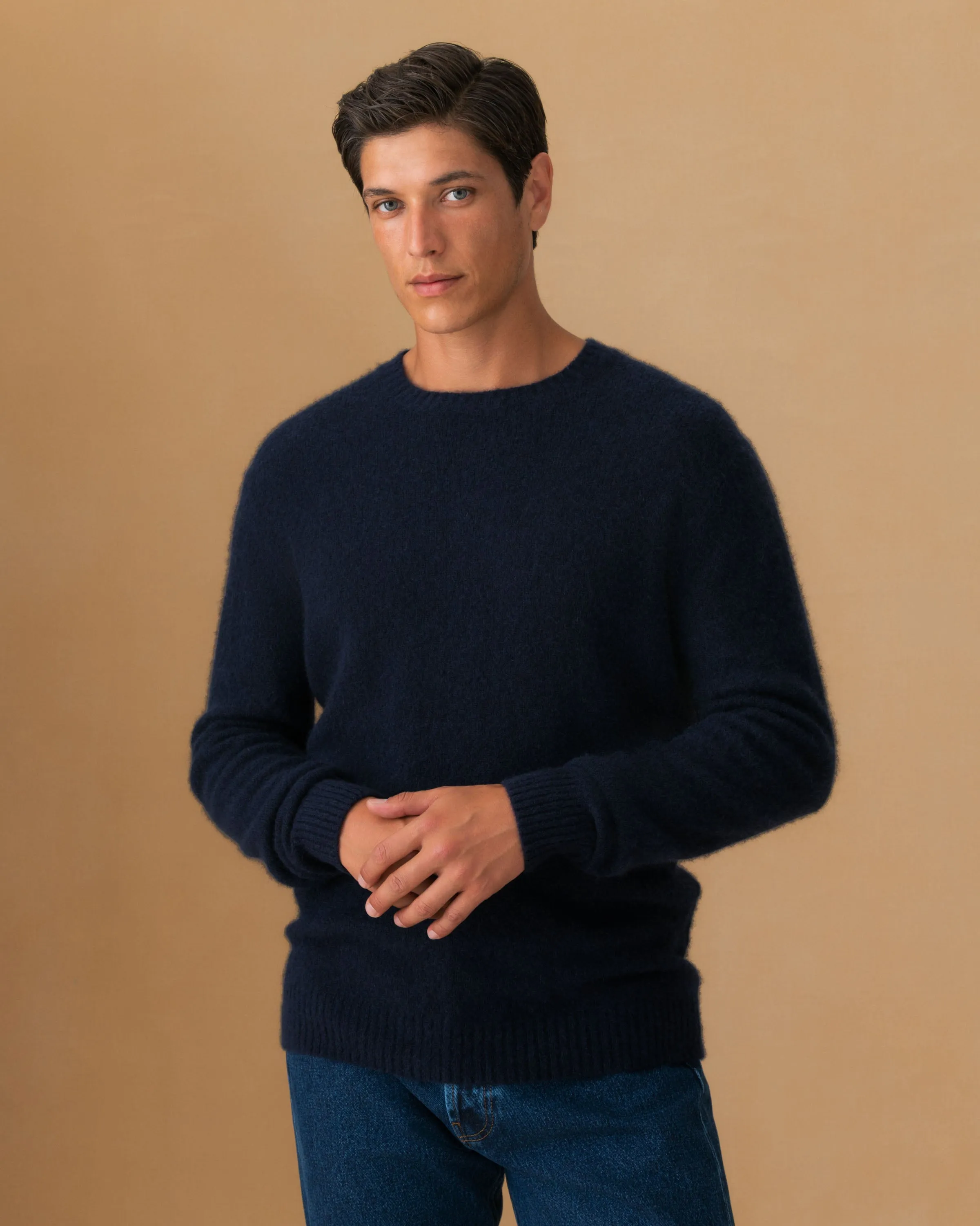 MoistureControl Fabric Brushed Cashmere Silk Crew Neck Sweater