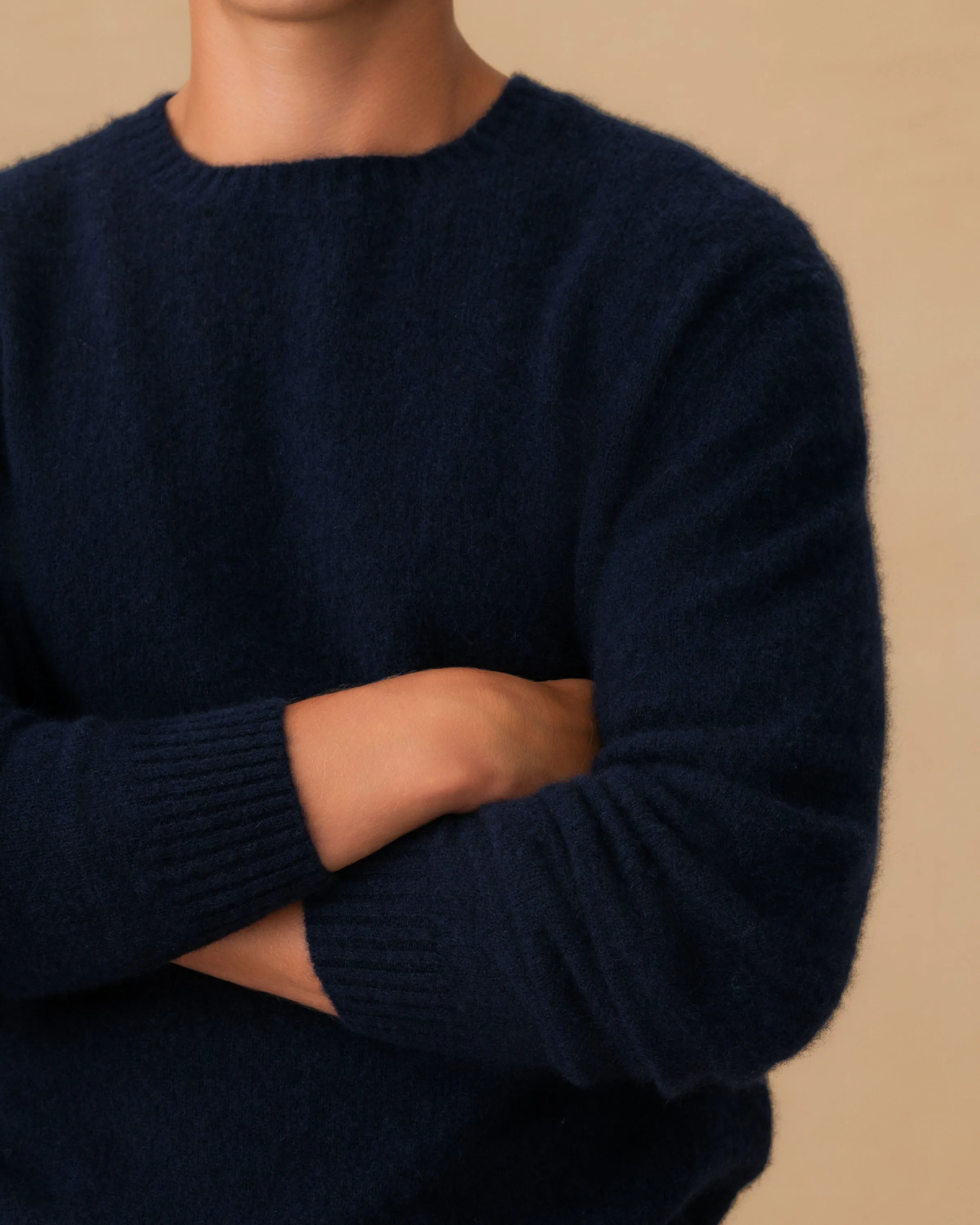 Brushed Cashmere Silk Crew Neck Sweater Stylish Staple Daily Trend
