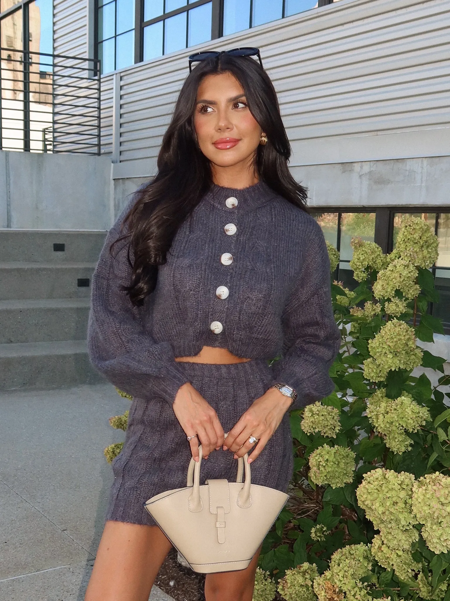 Breathable Arlo Cable Knit Sweater in Charcoal