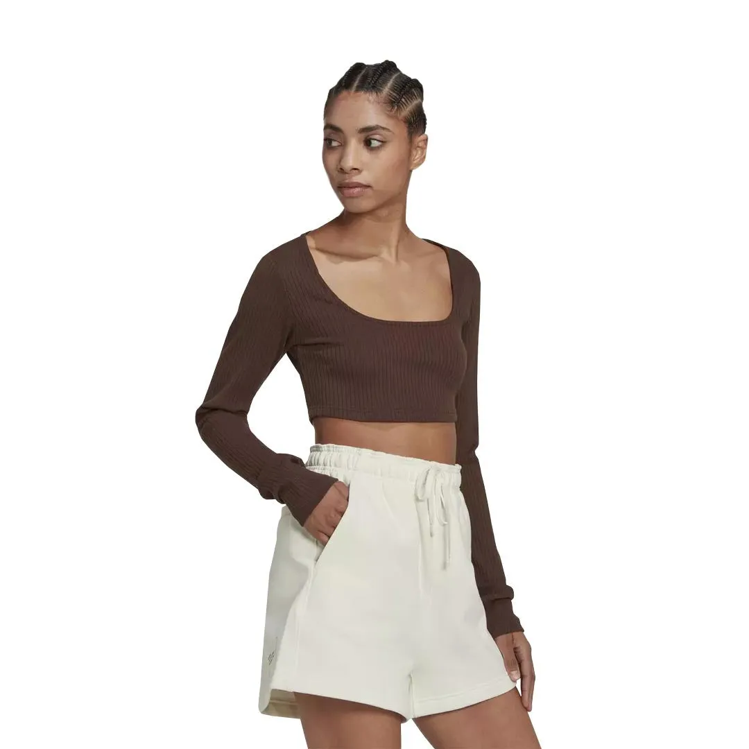 adidas - Women's Studio Lounge Ribbed Cropped T-Shirt (HN0678) All Weather Performance