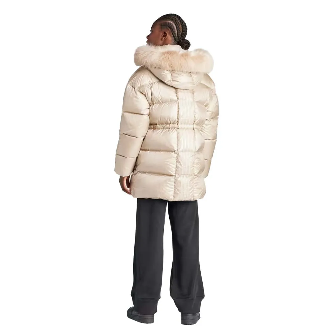 adidas - Women's Puffed Long Fur Jacket (IR7116) Convertible Collar Design Urban Explorer Look