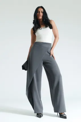 Solid Grey Women's Pareo Straight Pants Adaptive Fit SlimFit