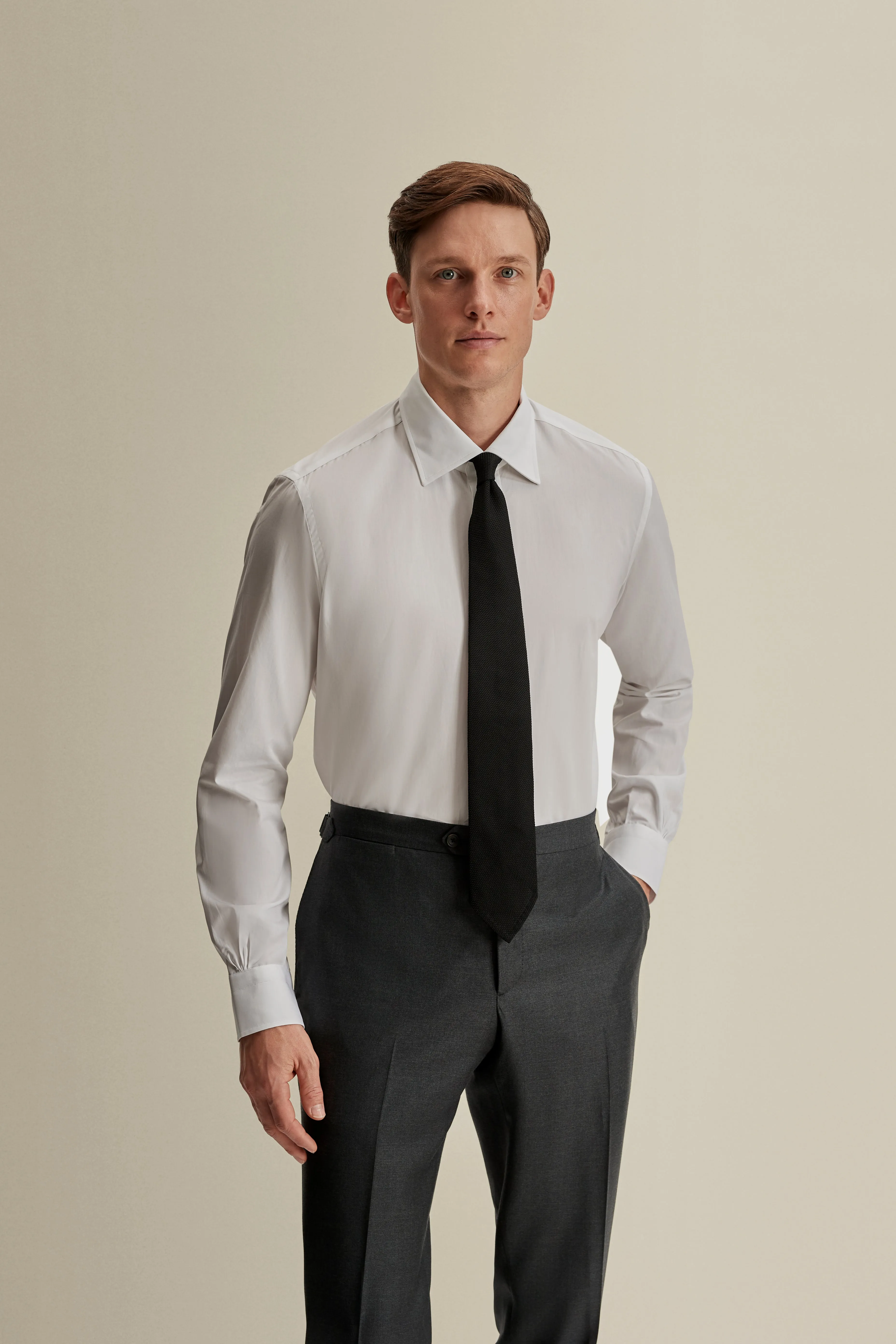 Solid Poplin Point Collar Shirt Abstract print