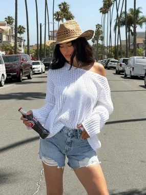 Starstruck Knit Sweater in White Chilly Day Outfit Essential Clothing