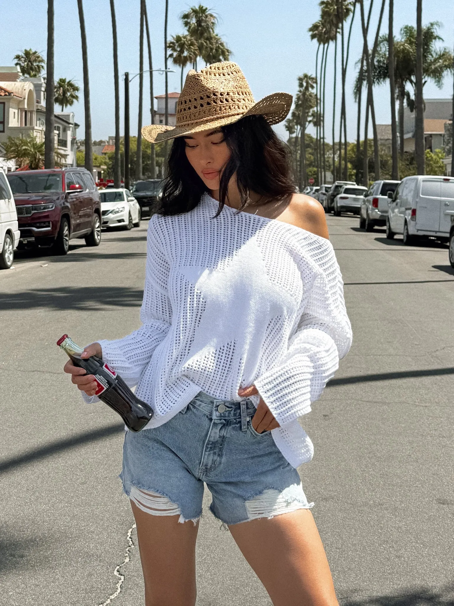 Starstruck Knit Sweater in White Chilly Day Outfit Essential Clothing