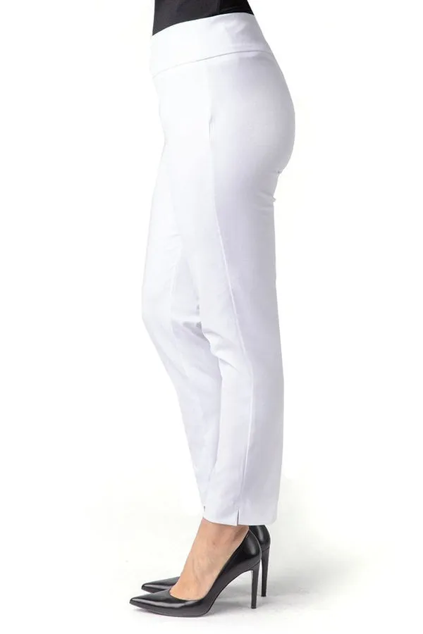 Perfect Design Wide fit WHITE WIDE BAND PULL-ON Ankle Pant