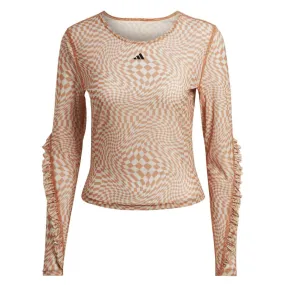adidas - Women's Print Clash Long Sleeve Yoga T-Shirt (HT7324) Flat Lock Stitching
