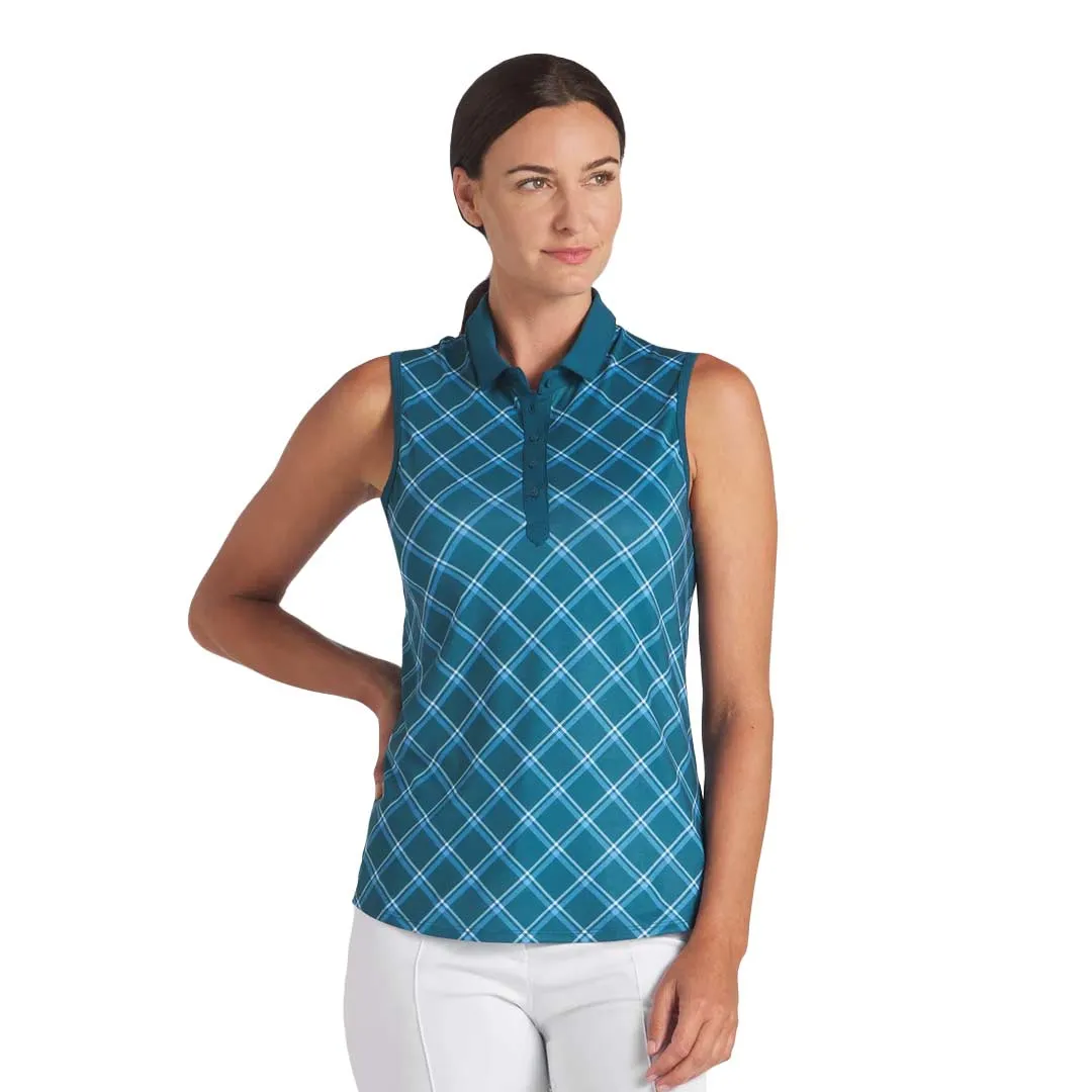 Utility Pockets Puma - Women's Cloudspun Plaid Sleeveless Polo (623919 02)