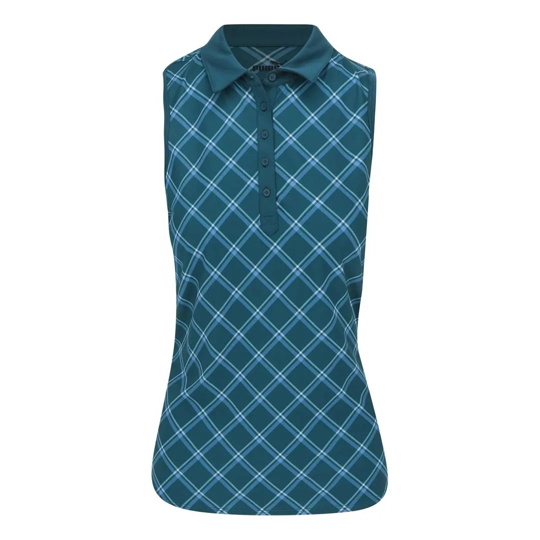 Puma - Women's Cloudspun Plaid Sleeveless Polo (623919 02) DurableOuterShell Packable Feature