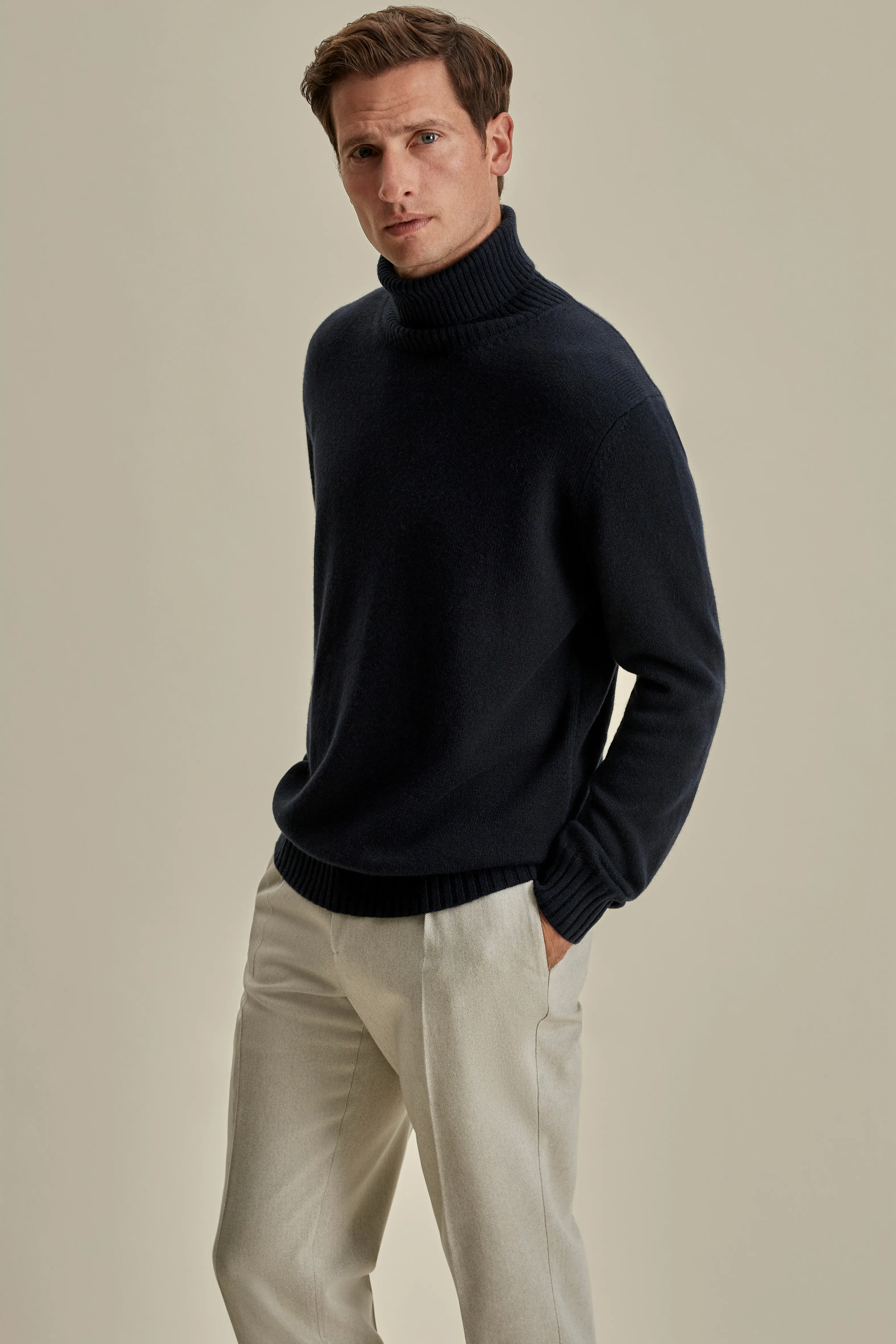 VeganFriendly Material Cashmere Roll Neck Sweater