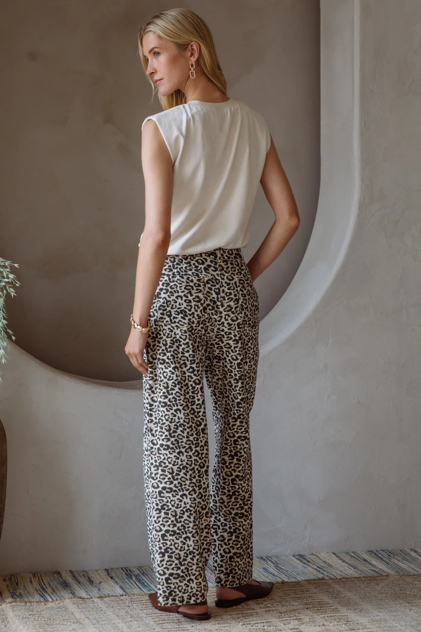 GABRIELLA WASHED LEOPARD PRINT PANTS Stylish Layers ElasticWaistband