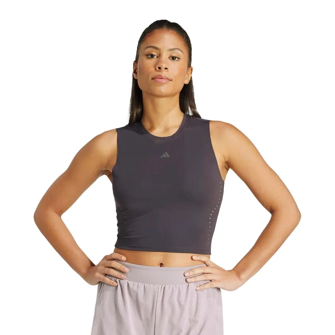 adidas - Women's HIIT Crop HEAT.RDY Tank Top (IQ1763) Hypoallergenic Fiber Filling Non Chafing Neckline