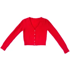 Red Cropped Mohair Cardigan Modern Trend Urban Trend