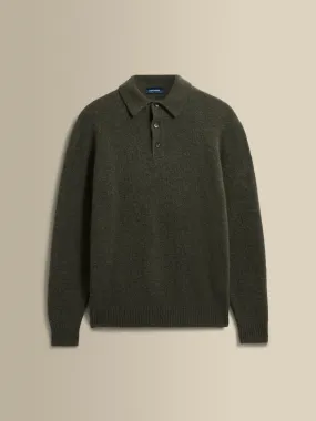 Daily Layers simple design Brushed Cashmere Silk Long Sleeve Polo Shirt